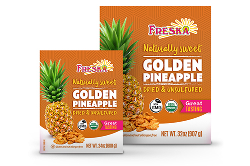 Image: Freska naturally sweet golden pineapple dried and unsulfured packaging
