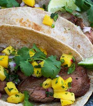 Carne Asada Tacos with Mango Salsa